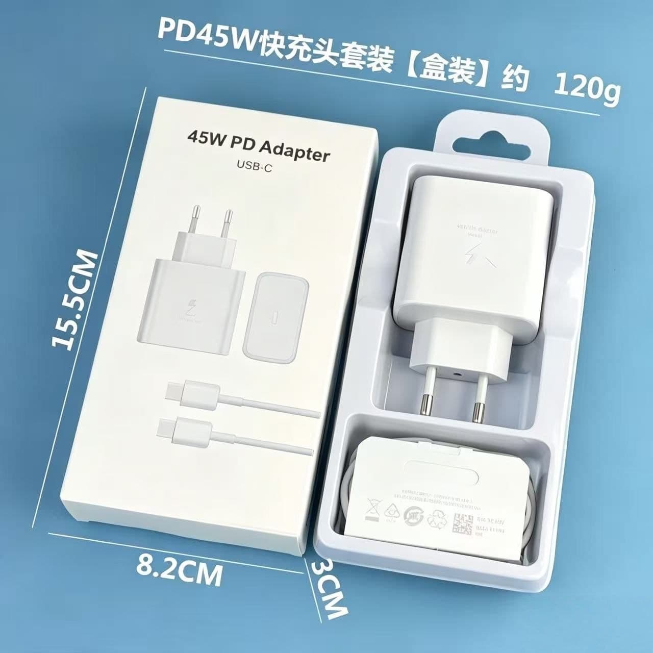 Tez quvvatlagich 45W PD: USB-C adapter va Type-C – Type-C kabel 5A